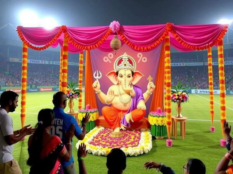 Ganesh Basket Bash - Ganesh Chaturthi Event Ganesh Chaturthi celebration in Ganesh Basket Bash showing a virtual pandal with players performing aarti before a match